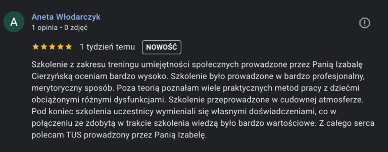 kurs tus dla nauczycieli trenieng umiejętności społecznych tus